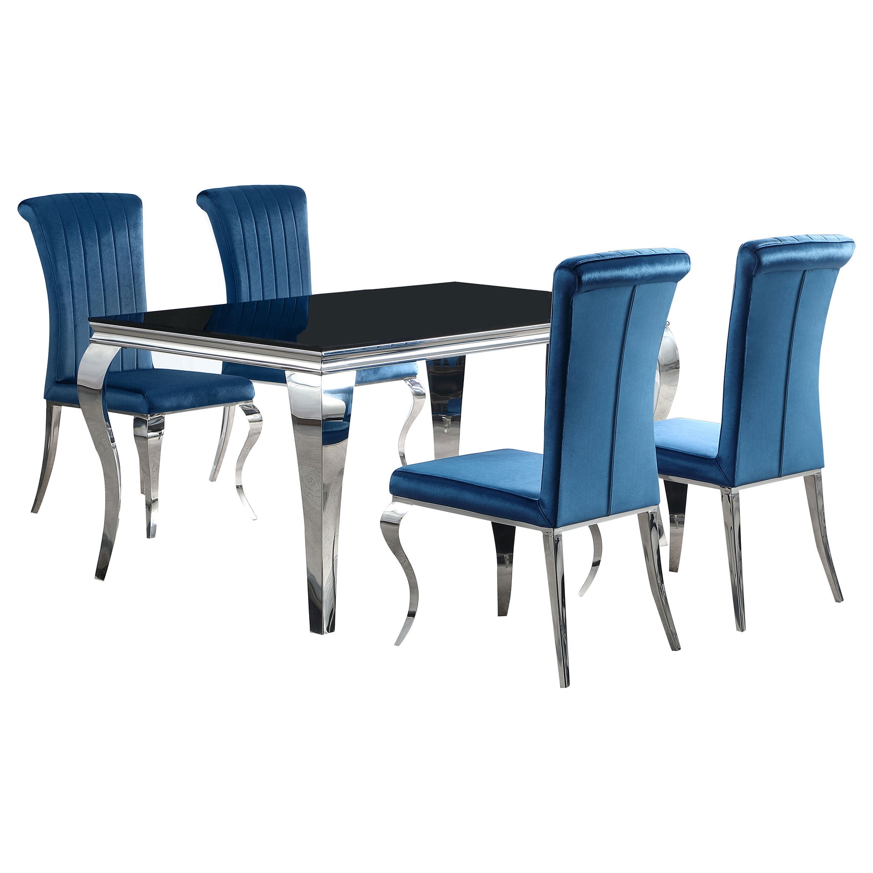 room view of Carone Teal 61-inch rectangular glass dining room set