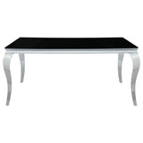 Main view of Carone Black glass dining table with chairs