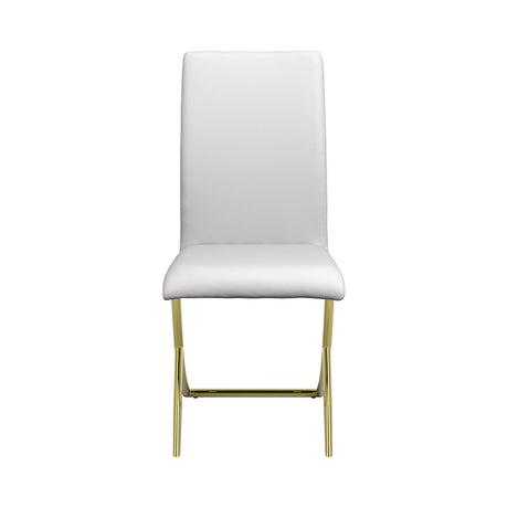 Brass finish metal base detail of Beckham round dining table