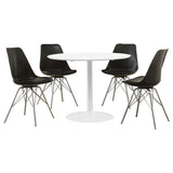 Room setting with Lowry White and Black Round Dining Room Set
