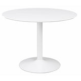 Close-up detail of Lowry White Round Dining Set table surface and chairs