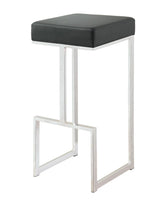 Gervase Black and Chrome Square Bar Stool side view showing seat and frame