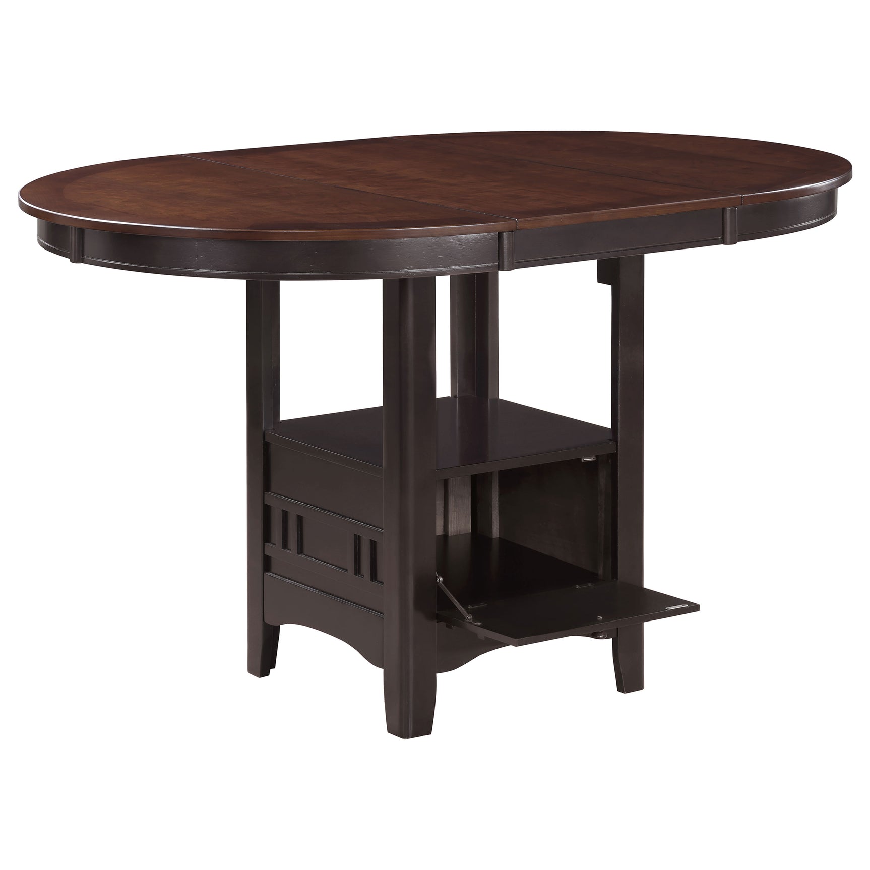Chestnut finish detail of Lavon Oval dining table