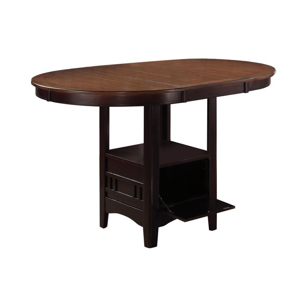 Lavon Oval Counter Height Dining Table with 18-inch extension leaf attached