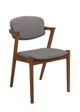 Malone dining chair dark walnut legs and grey cushioned seat