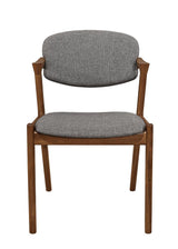 Malone collectible dining side chair profile view in grey upholstery