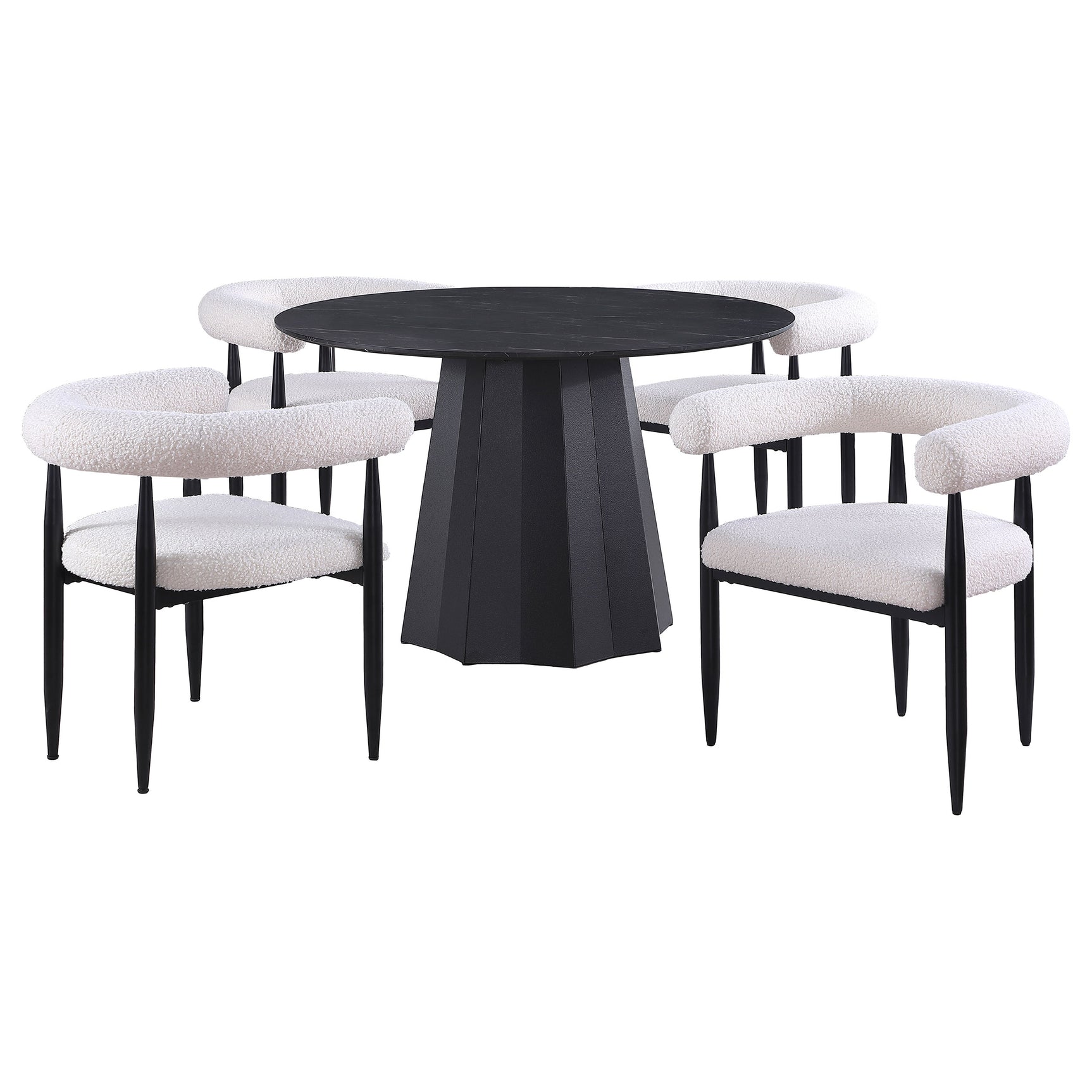 room angle of Camden black round dining set with table and chairs