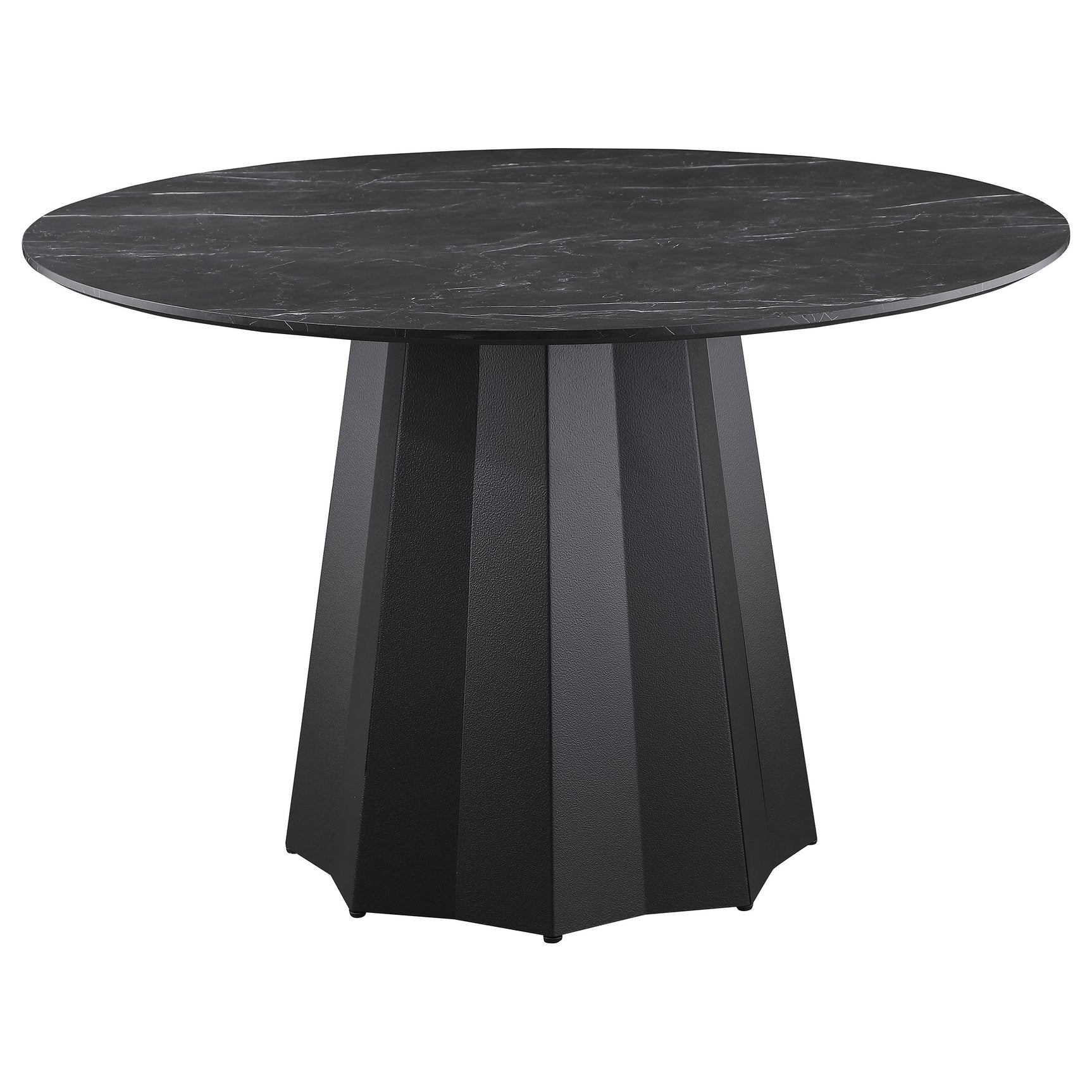 close-up detail of faux marble dining table top