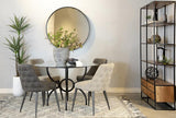Back view of Cosmo light grey upholstered dining chair