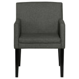Close-up of chair frame and upholstery on Catherine Black Set