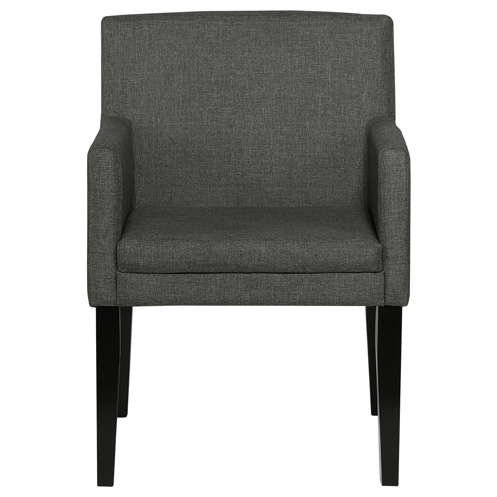 Close-up of chair frame and upholstery on Catherine Black Set