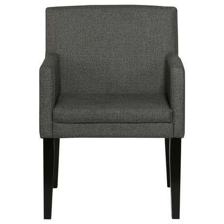 Close-up of chair frame and upholstery on Catherine Black Set