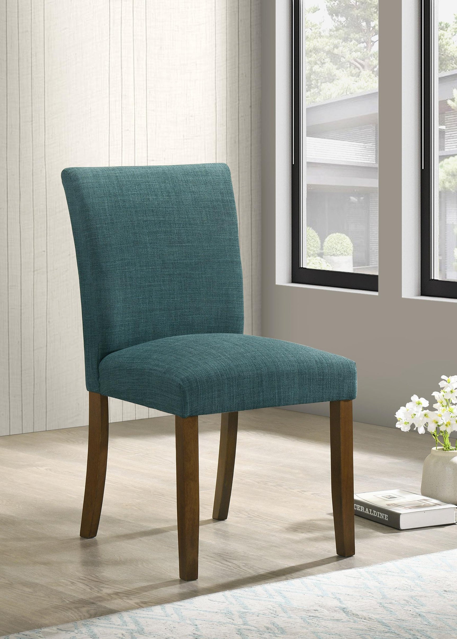 Cantley Upholstered Dining Side Chair Blue, side view