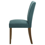 Cantley Upholstered Dining Side Chair Blue, angled view