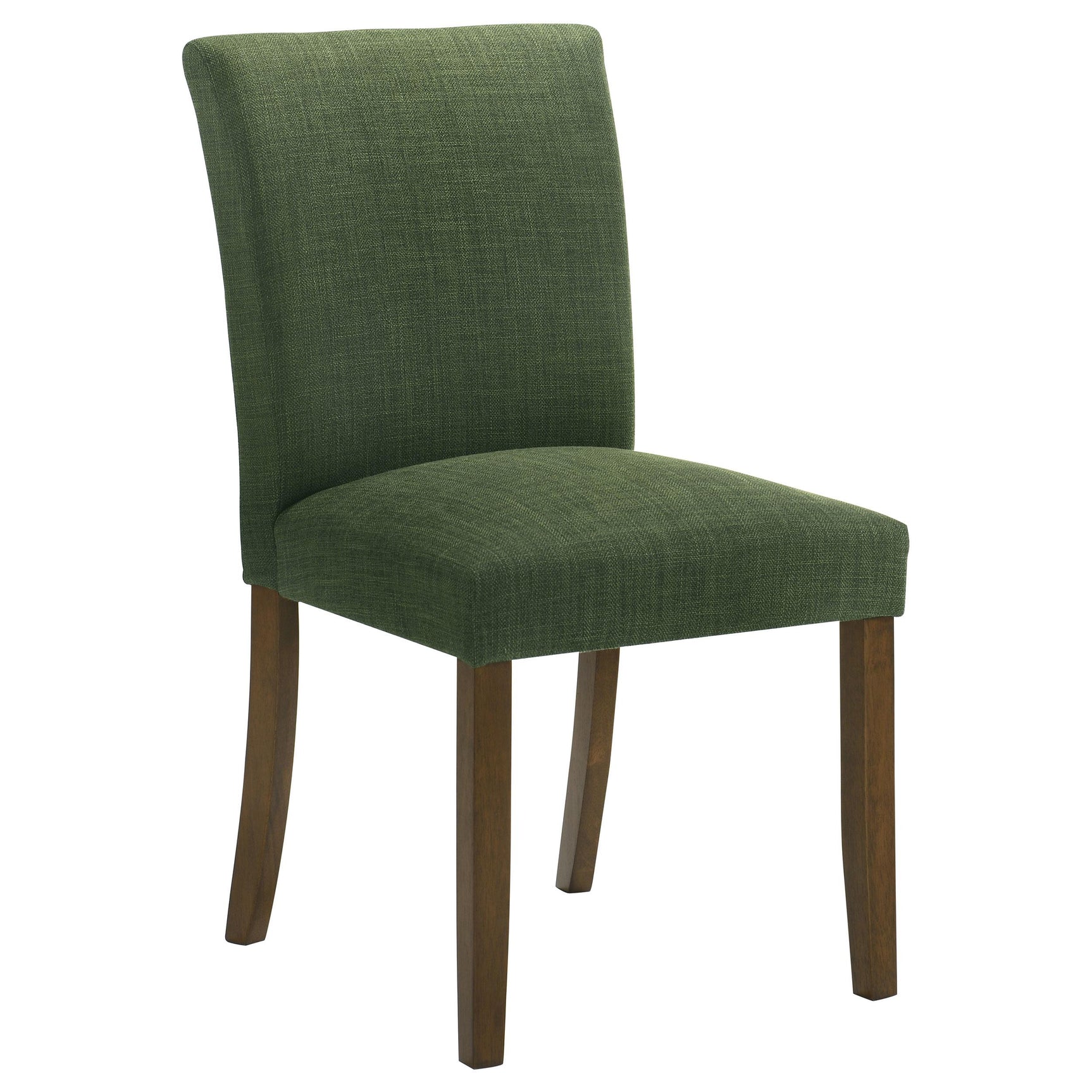 Cantley dining chair side view in green fabric