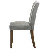Cantley grey upholstered dining side chair set of two with brown hardwood legs