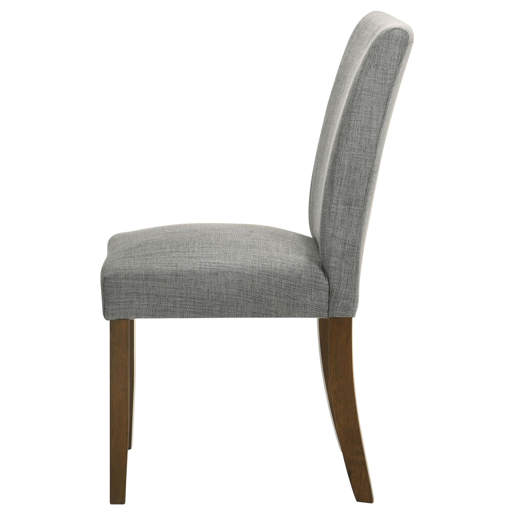 Cantley grey upholstered dining side chair set of two with brown hardwood legs