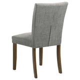 Cantley grey upholstered dining side chair set of two with brown hardwood legs