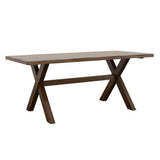 Alston Knotty Nutmeg X-shaped solid wood dining table angled view
