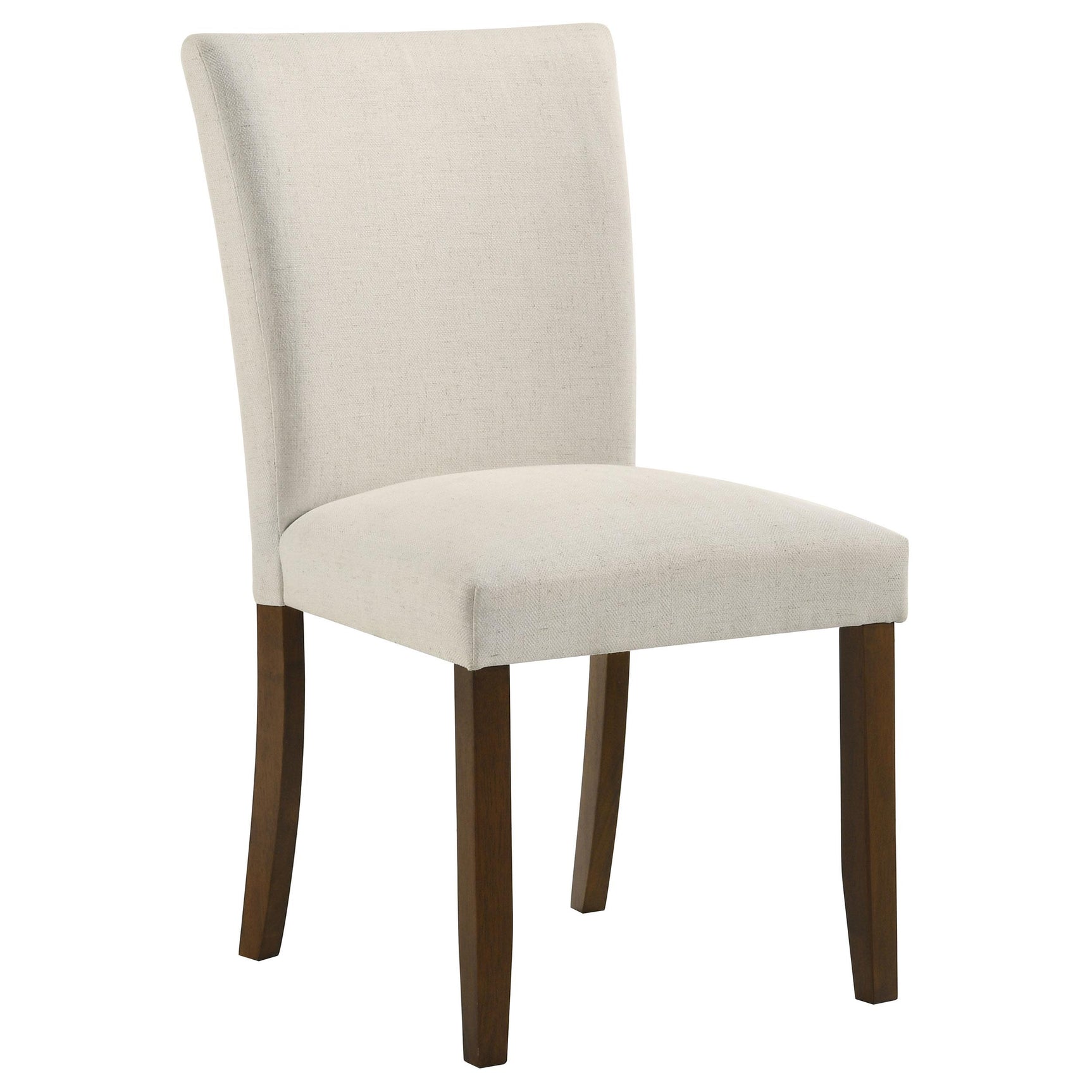 Cantley upholstered dining side chair showing brown hardwood legs