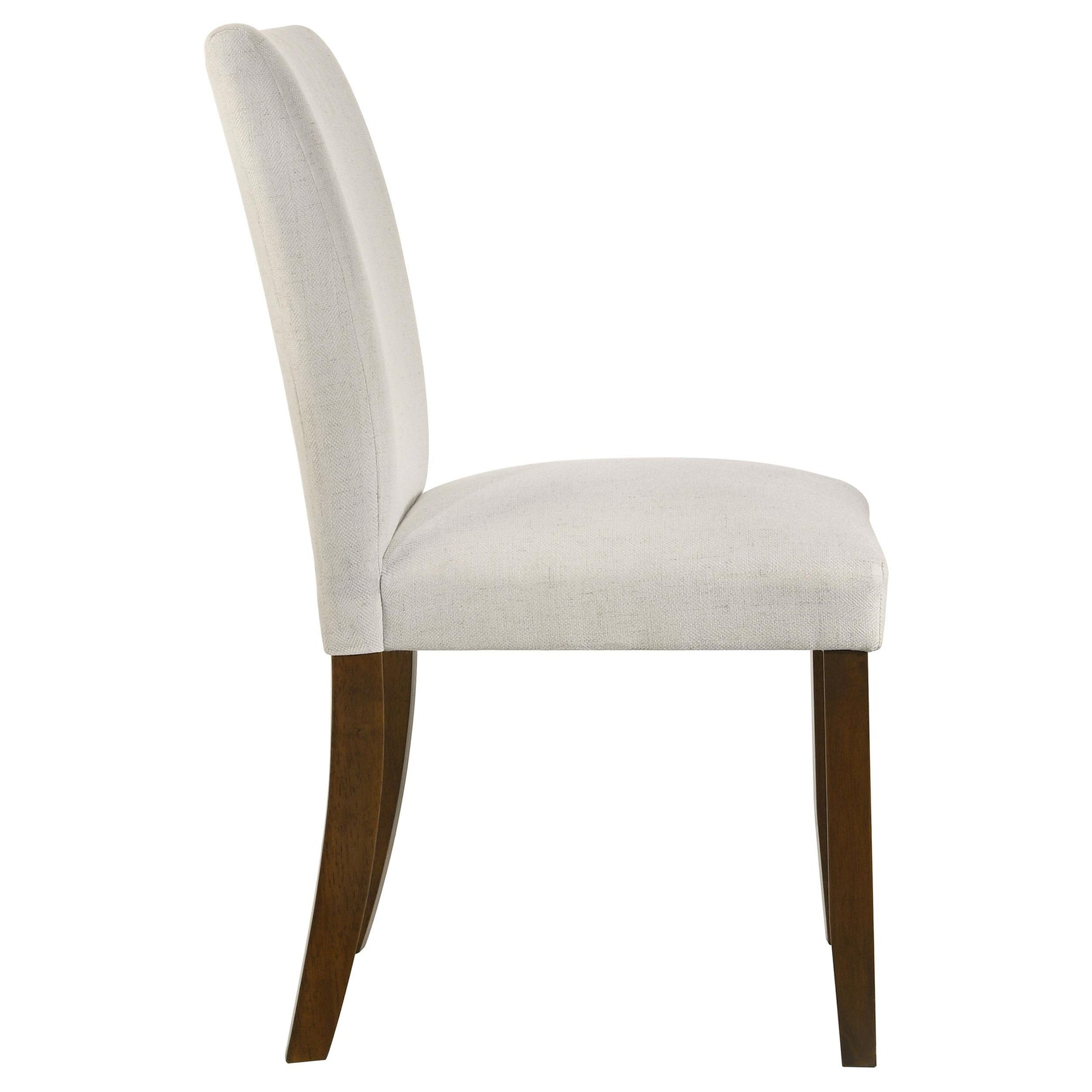 Cantley beige upholstered dining side chair, front angle