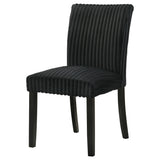 Detail of rubberwood legs and frame on Dermott parson dining side chair