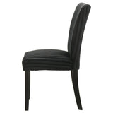 Front profile of Dermott black upholstered parson dining side chair