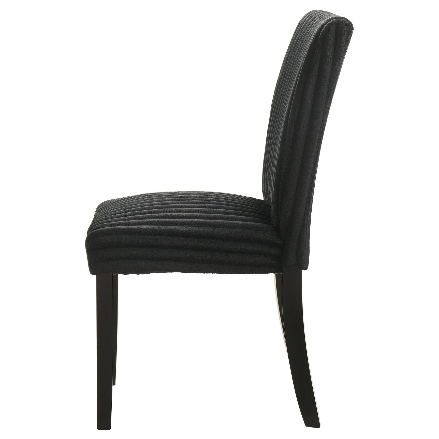 Front profile of Dermott black upholstered parson dining side chair