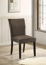 Side view of Dermott Upholstered Parson Dining Side Chair in chocolate
