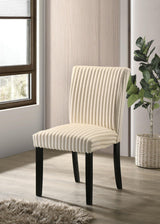 Cream fabric seat closeup
