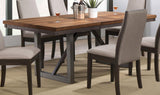Detailed view of brass-plated lock on Spring Creek dining table leaf