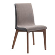 Redbridge grey upholstered side dining chair set of 2 with natural walnut frame front view