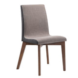 Redbridge grey upholstered side dining chair set of 2 with natural walnut frame front view