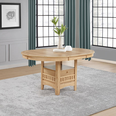 Lavon Oval Dining Table pedestal base storage detail