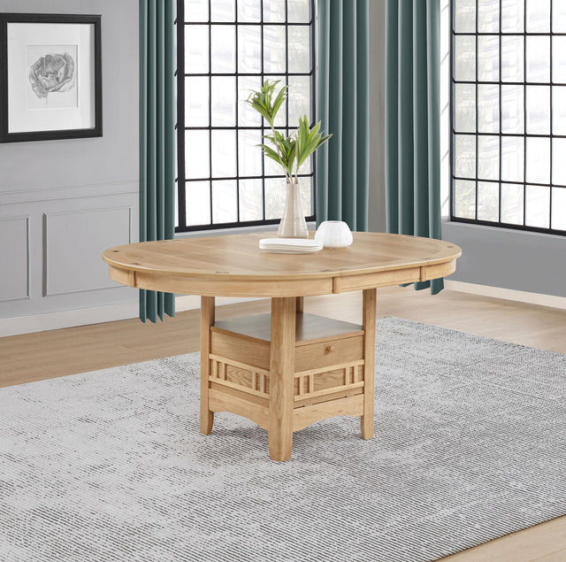 Lavon Oval Dining Table pedestal base storage detail