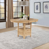 Side view of Lavon oval counter height dining table showing storage