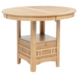Table extended with removable leaf, dining setting shown