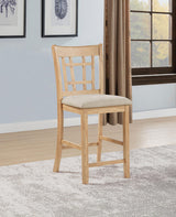 Side angle of Lavon counter height dining chair showing lattice back