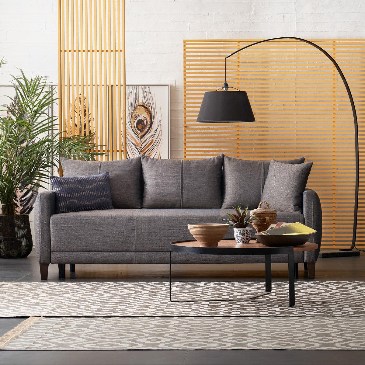 Smart Belzoni Brown/blue 3-Seater Sofa Bed With Storage - Ella Furniture