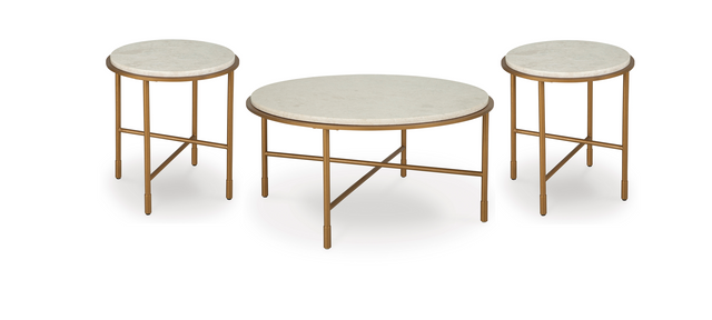 Antique Gold Natural Marble Coffee Table and End Table Set — product view