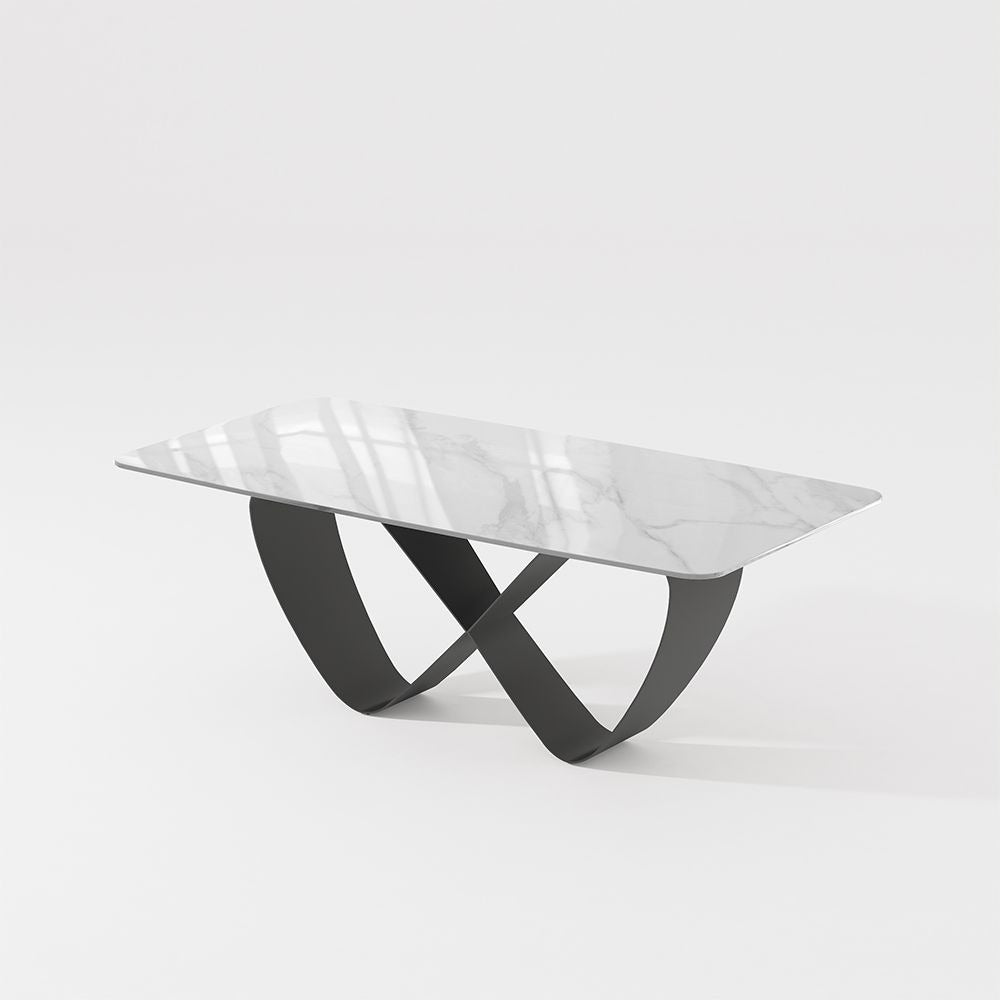 Alternate main view of Amara Glossy White Dining Table with black base