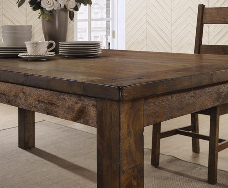 Coleman Rectangular Dining Table Rustic Golden Brown, angled front view