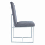 Mackinnon chair seat detail showing grey upholstery and padding