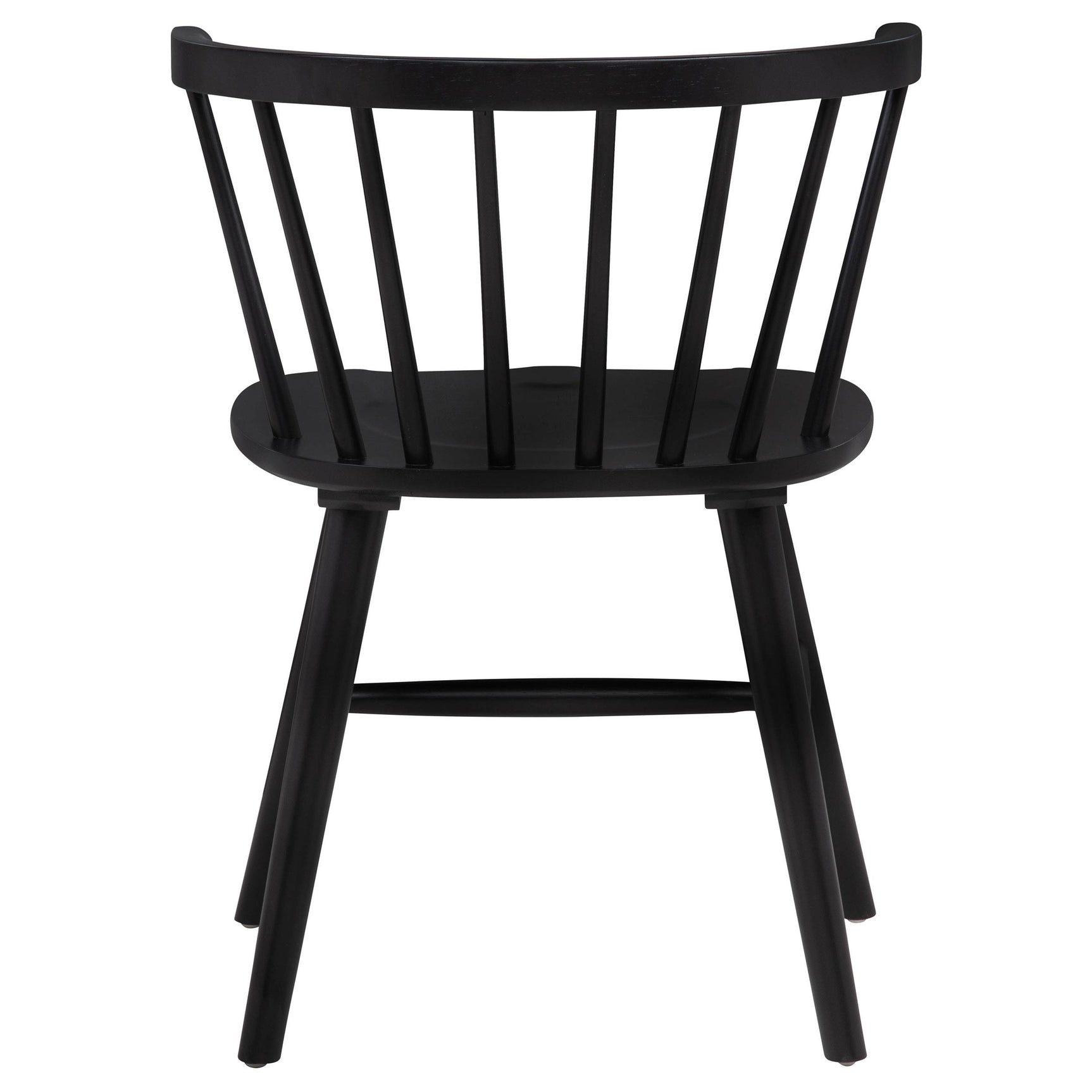Jeffries Windsor black wood dining side chair showing plastic glides