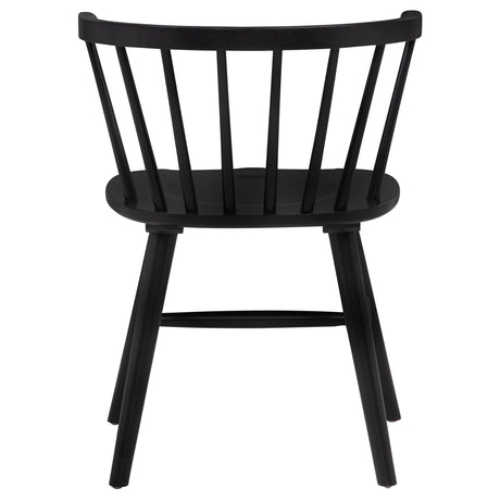 Jeffries Windsor black wood dining side chair showing plastic glides