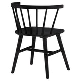 Pair of Jeffries Windsor black wood dining side chairs together