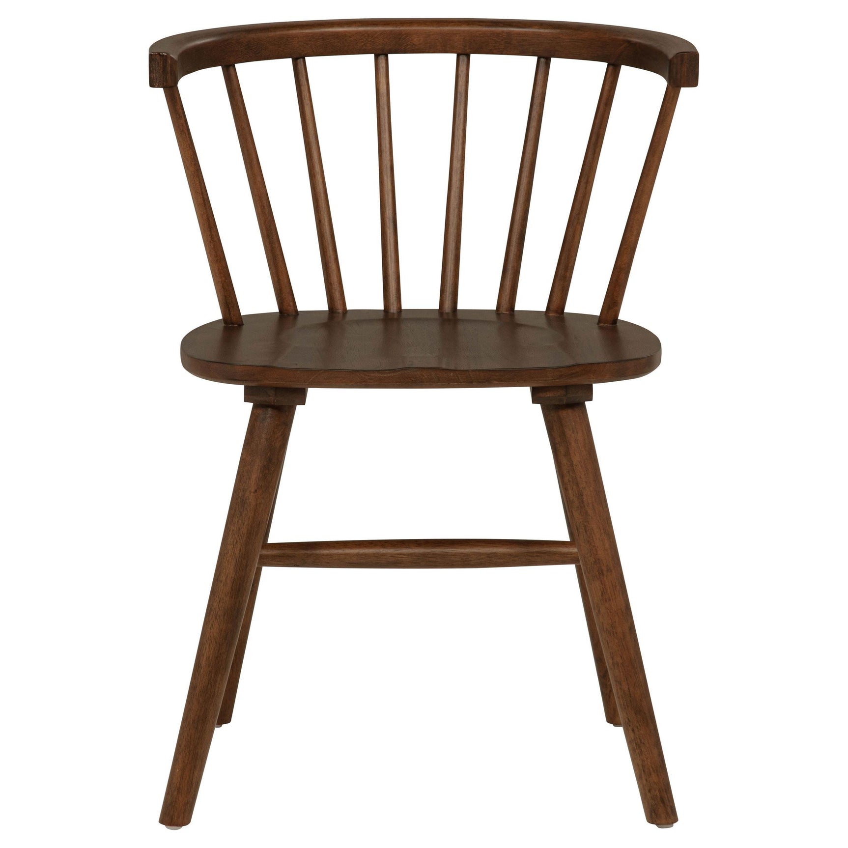 Close-up of chair's spindle back and curved crest rail