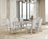Room view of Evangeline silver oak extension leaf dining set