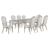 Main view of extended table with chairs in dining set