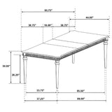 Detail view of table leg design and finish